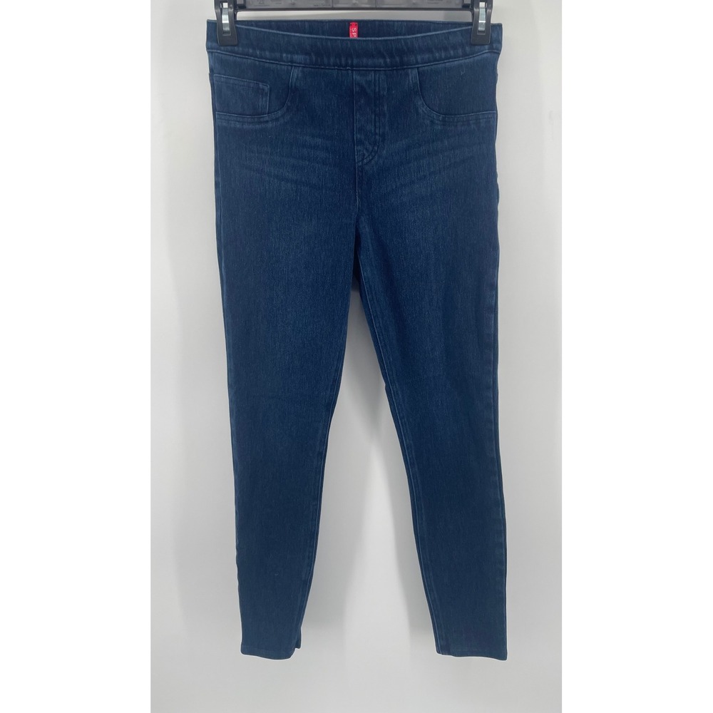 Spanx Jean-ish Leggings Women Medium Blue Indigo High Rise Skinny Pull On Denim